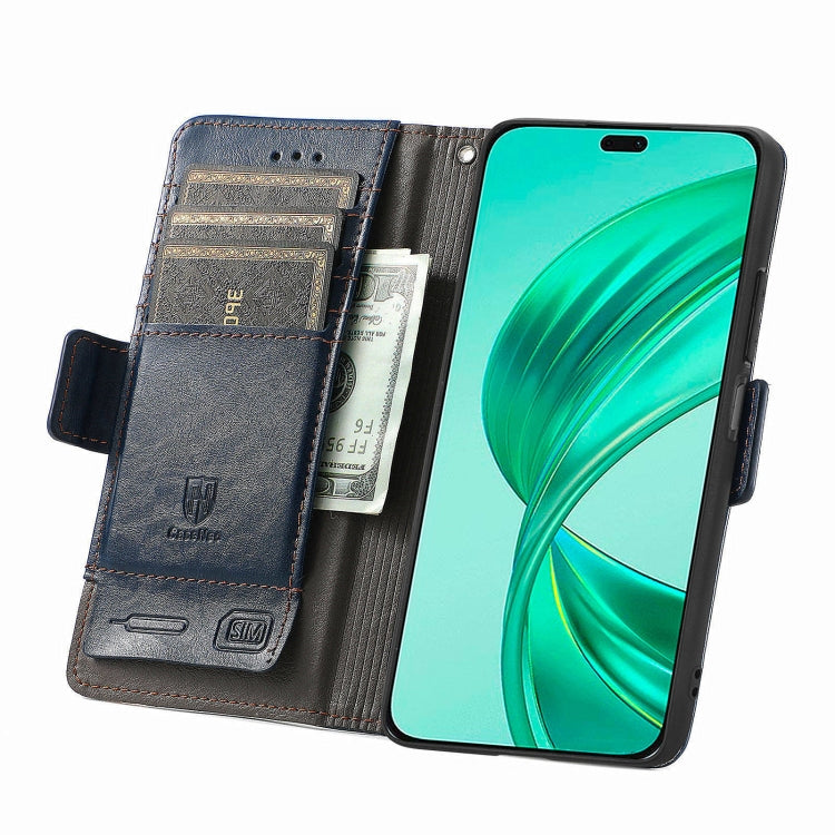 For Honor X8b CaseNeo Splicing Dual Magnetic Buckle Leather Phone Case(Blue)