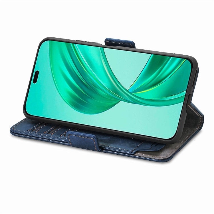 For Honor X8b CaseNeo Splicing Dual Magnetic Buckle Leather Phone Case(Blue)