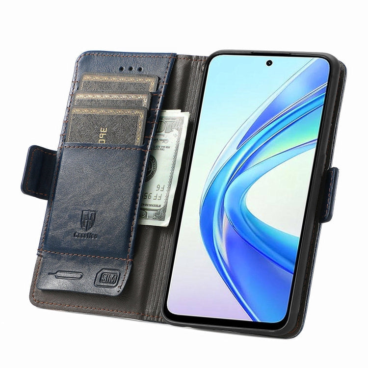 For Honor X7B CaseNeo Splicing Dual Magnetic Buckle Leather Phone Case(Blue)