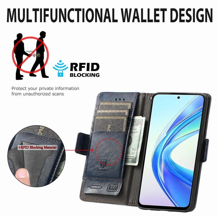 For Honor X7B CaseNeo Splicing Dual Magnetic Buckle Leather Phone Case(Blue)