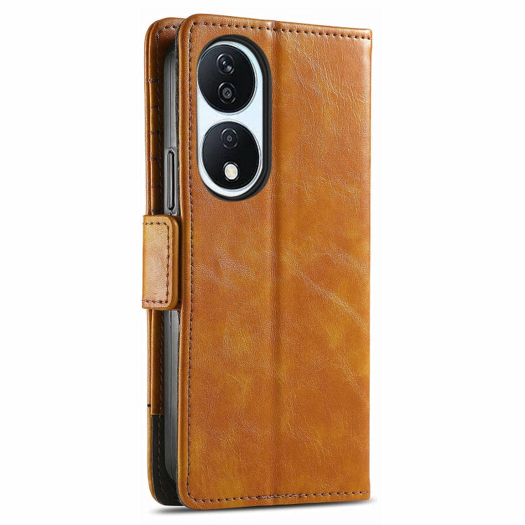 For Honor X7B CaseNeo Splicing Dual Magnetic Buckle Leather Phone Case(Khaki)