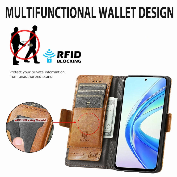 For Honor X7B CaseNeo Splicing Dual Magnetic Buckle Leather Phone Case(Khaki)