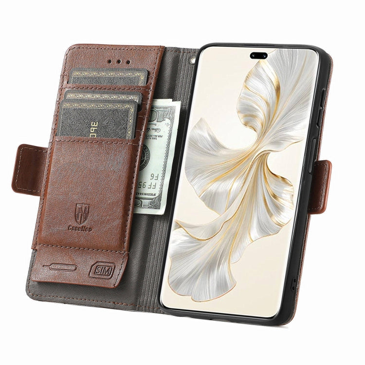 For Honor 100 Pro 5G CaseNeo Splicing Dual Magnetic Buckle Leather Phone Case(Brown)