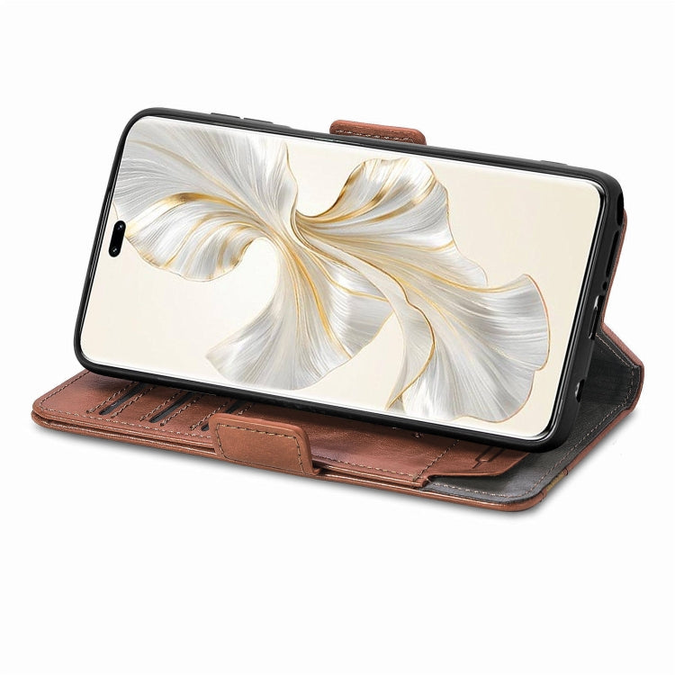 For Honor 100 Pro 5G CaseNeo Splicing Dual Magnetic Buckle Leather Phone Case(Brown)