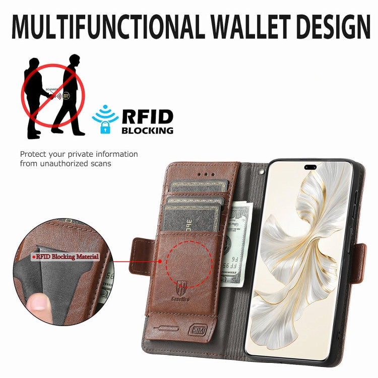 For Honor 100 Pro 5G CaseNeo Splicing Dual Magnetic Buckle Leather Phone Case(Brown)