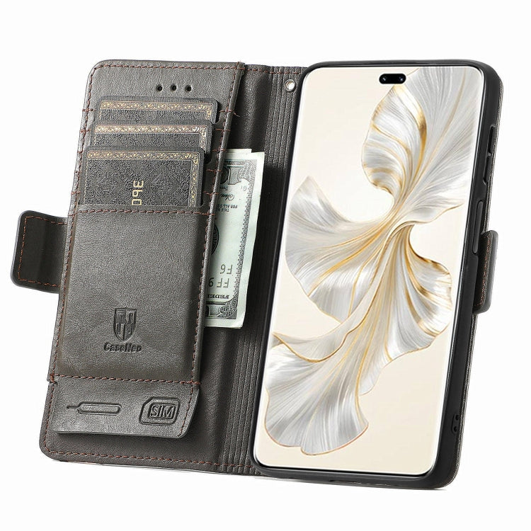 For Honor 100 Pro 5G CaseNeo Splicing Dual Magnetic Buckle Leather Phone Case(Gray)