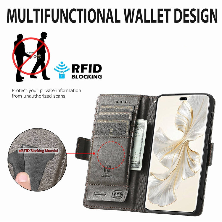 For Honor 100 Pro 5G CaseNeo Splicing Dual Magnetic Buckle Leather Phone Case(Gray)