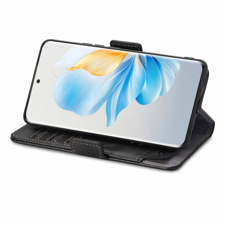 For Honor 100 5G CaseNeo Splicing Dual Magnetic Buckle Leather Phone Case(Black)