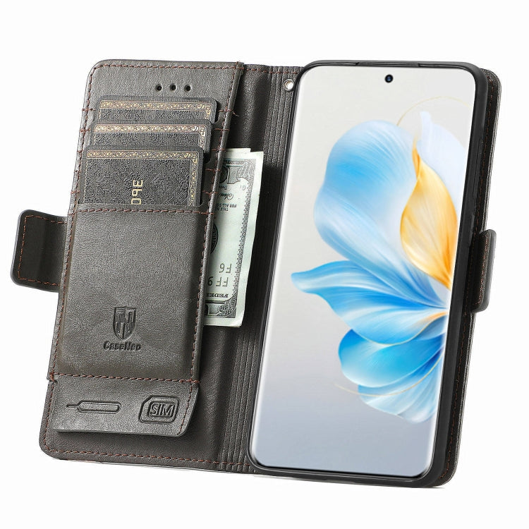 For Honor 100 5G CaseNeo Splicing Dual Magnetic Buckle Leather Phone Case(Gray)