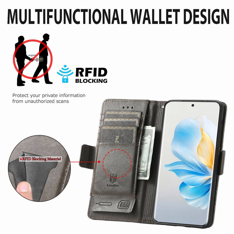 For Honor 100 5G CaseNeo Splicing Dual Magnetic Buckle Leather Phone Case(Gray)