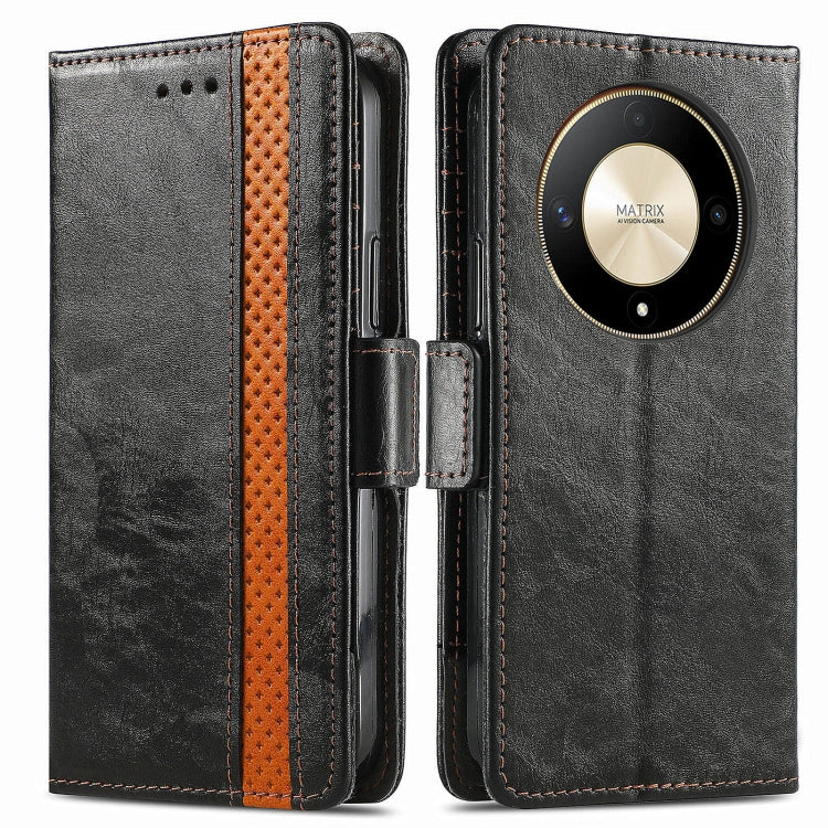 For Honor X9b CaseNeo Splicing Dual Magnetic Buckle Leather Phone Case(Black)