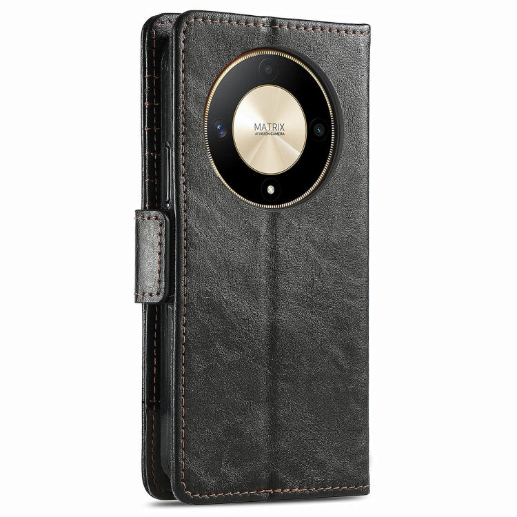 For Honor X9b CaseNeo Splicing Dual Magnetic Buckle Leather Phone Case(Black)