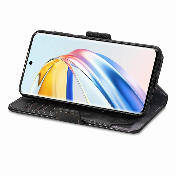 For Honor X9b CaseNeo Splicing Dual Magnetic Buckle Leather Phone Case(Black)