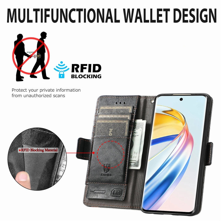 For Honor X9b CaseNeo Splicing Dual Magnetic Buckle Leather Phone Case(Black)