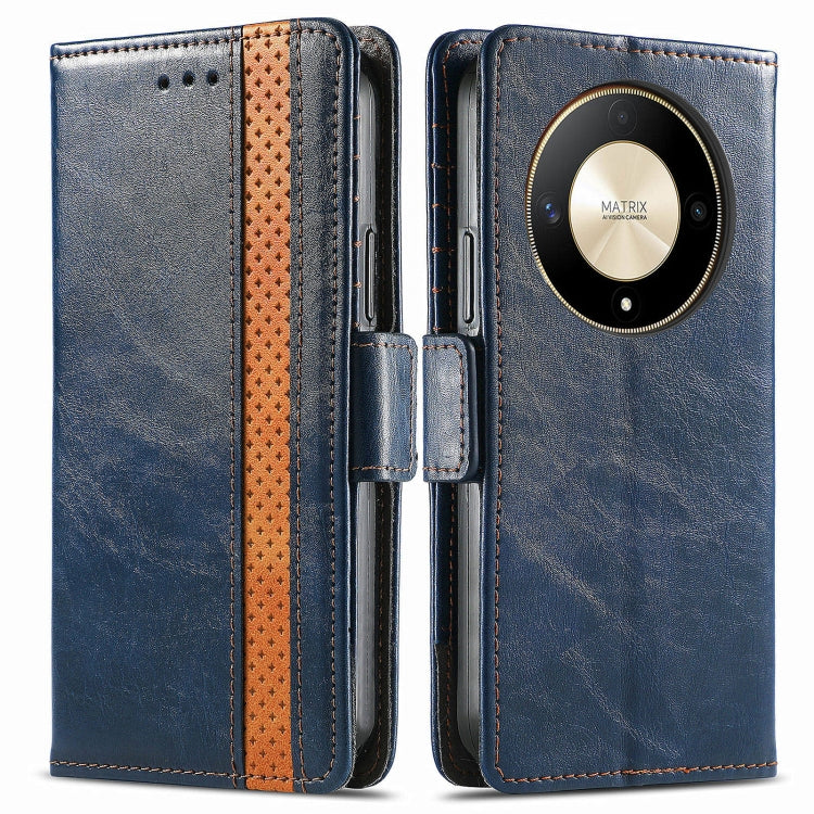 For Honor X9b CaseNeo Splicing Dual Magnetic Buckle Leather Phone Case(Blue)