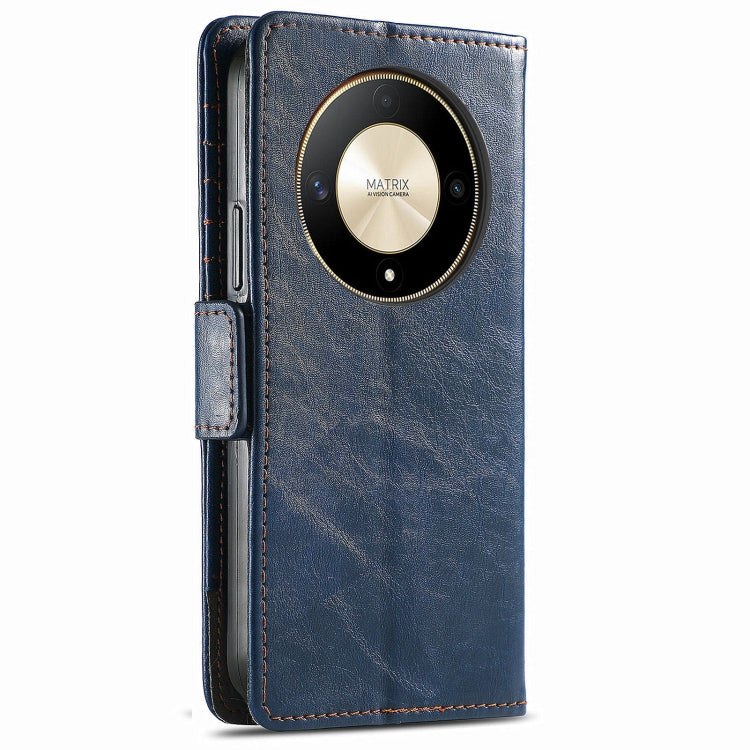 For Honor X9b CaseNeo Splicing Dual Magnetic Buckle Leather Phone Case(Blue)