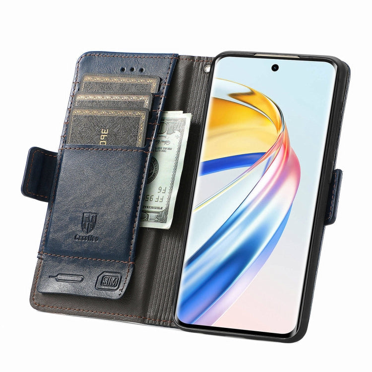 For Honor X9b CaseNeo Splicing Dual Magnetic Buckle Leather Phone Case(Blue)