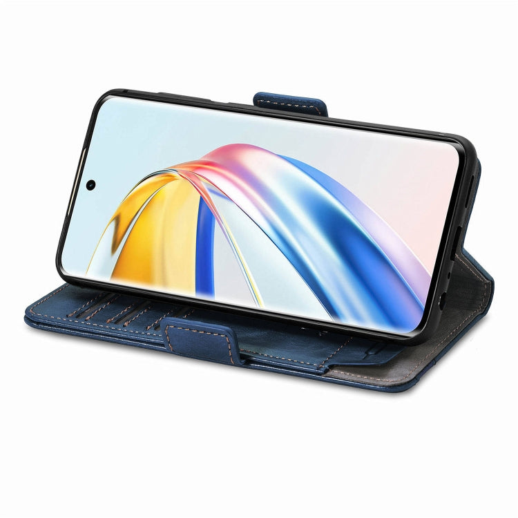 For Honor X9b CaseNeo Splicing Dual Magnetic Buckle Leather Phone Case(Blue)