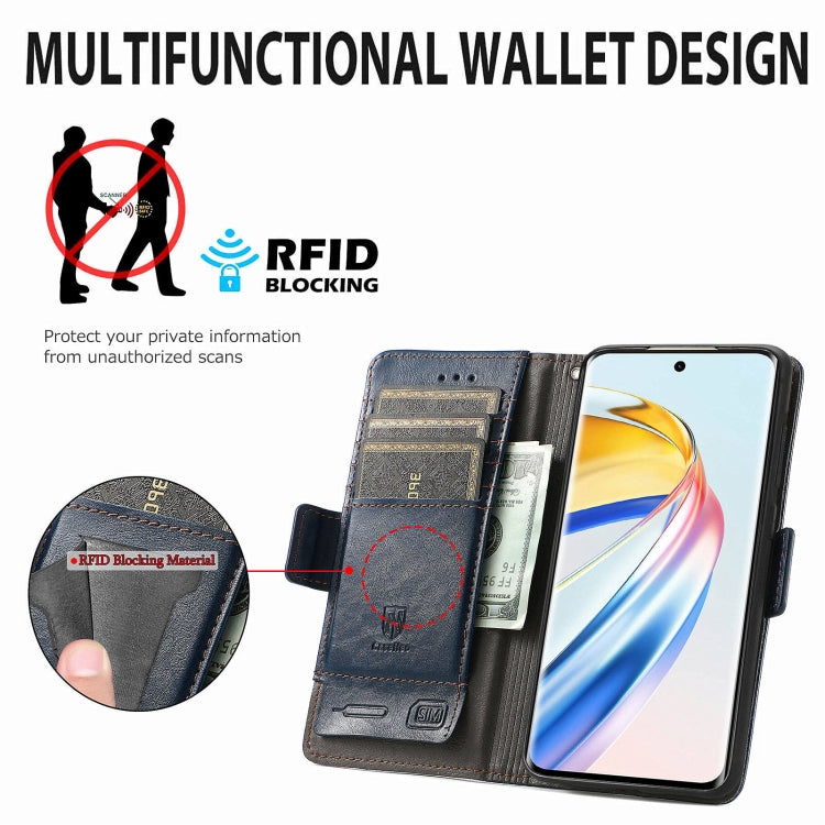 For Honor X9b CaseNeo Splicing Dual Magnetic Buckle Leather Phone Case(Blue)