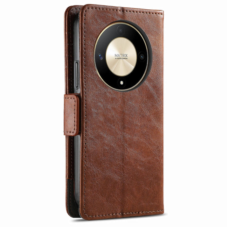 For Honor X9b CaseNeo Splicing Dual Magnetic Buckle Leather Phone Case(Brown)