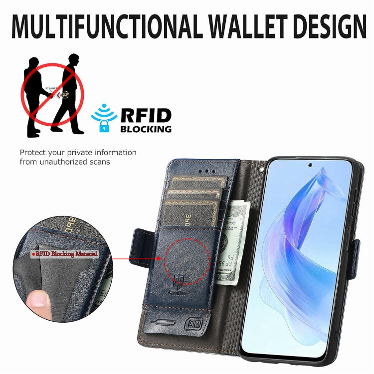 For Honor X50i CaseNeo Splicing Dual Magnetic Buckle Leather Phone Case(Blue)