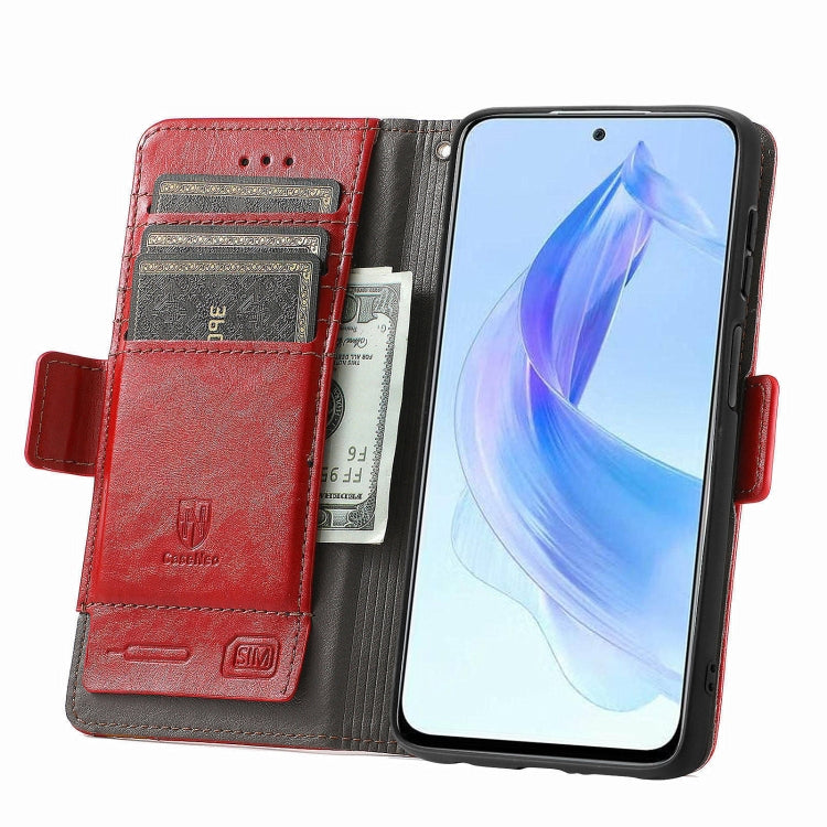 For Honor X50i CaseNeo Splicing Dual Magnetic Buckle Leather Phone Case(Red)