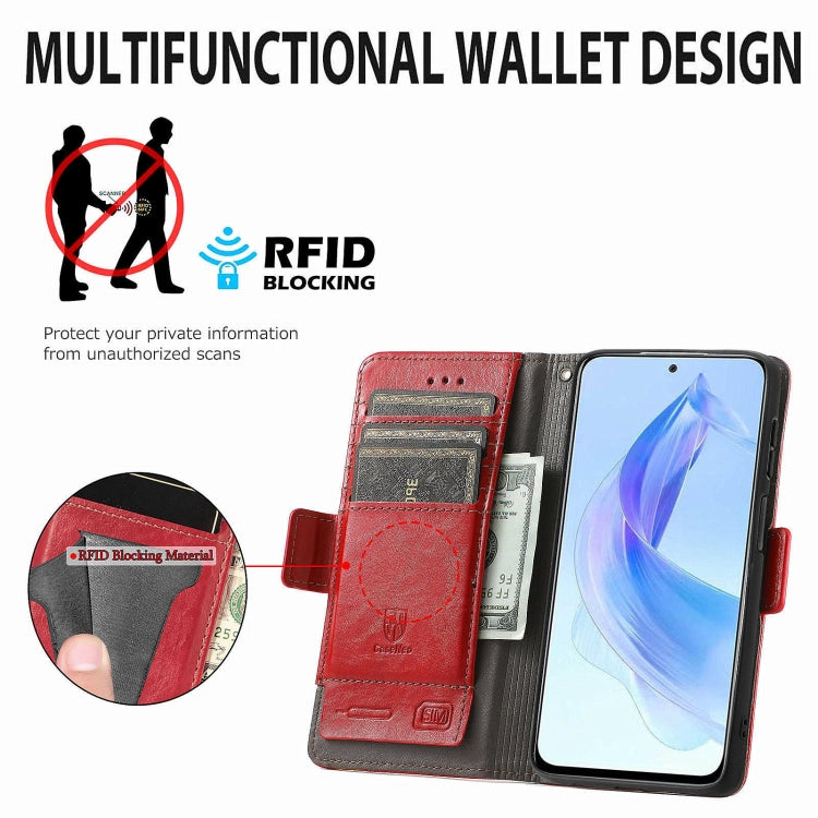 For Honor X50i CaseNeo Splicing Dual Magnetic Buckle Leather Phone Case(Red)