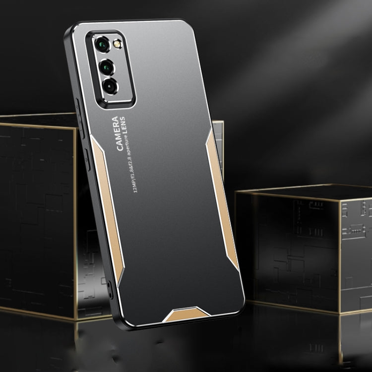 For Honor V30 Blade Series TPU Hybrid Metal Phone Case(Gold)