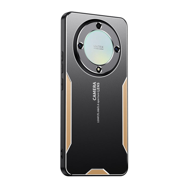 For Honor X9a Blade Series TPU Hybrid Metal Phone Case(Gold)