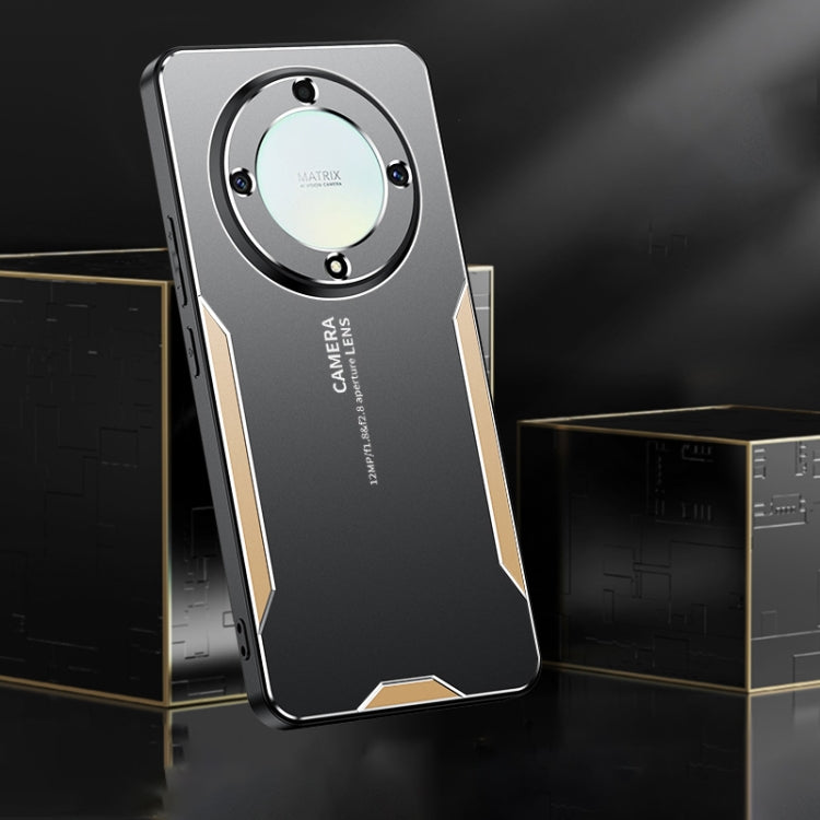 For Honor X9a Blade Series TPU Hybrid Metal Phone Case(Gold)