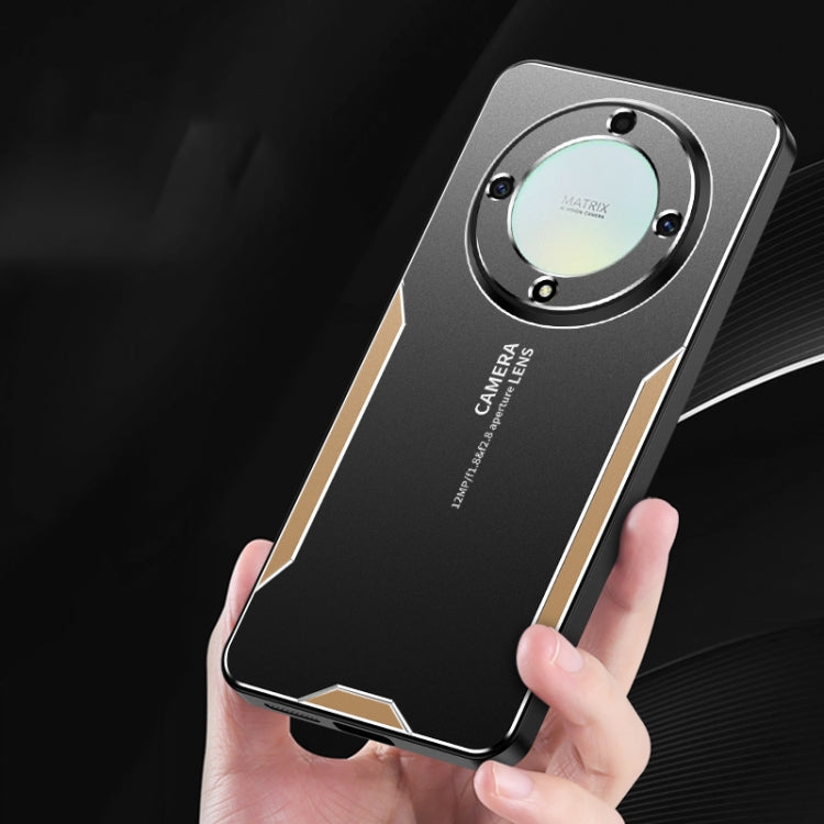 For Honor X9a Blade Series TPU Hybrid Metal Phone Case(Gold)