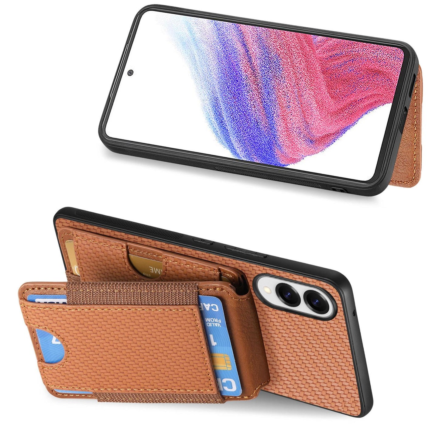 For Samsung Galaxy S25 Edge 5G Carbon Fiber Vertical Flip Wallet Stand Phone Case(Brown)