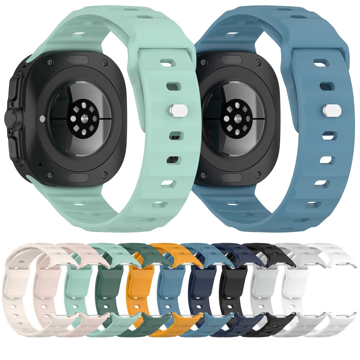 For Samsung Galaxy Watch Ultra 47mm Solid Color Reverse Buckle Silicone Watch Band(Black)