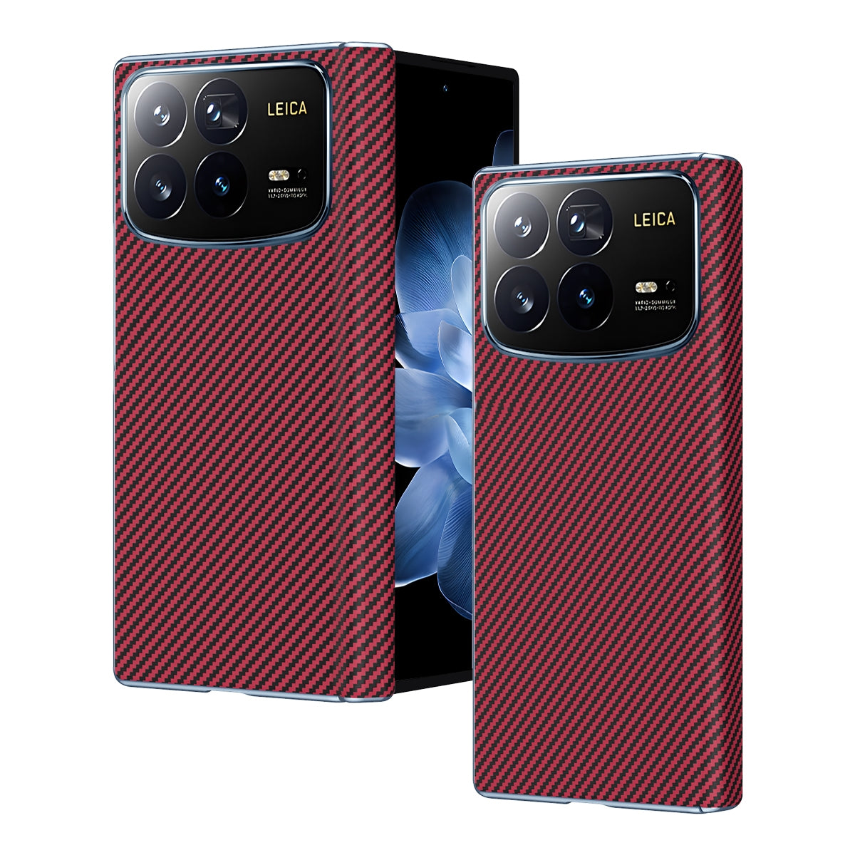 For Xiaomi MIX Fold 4 Electroplated Carbon Fiber Pattern Folding Phone Case with Hinge(Red)