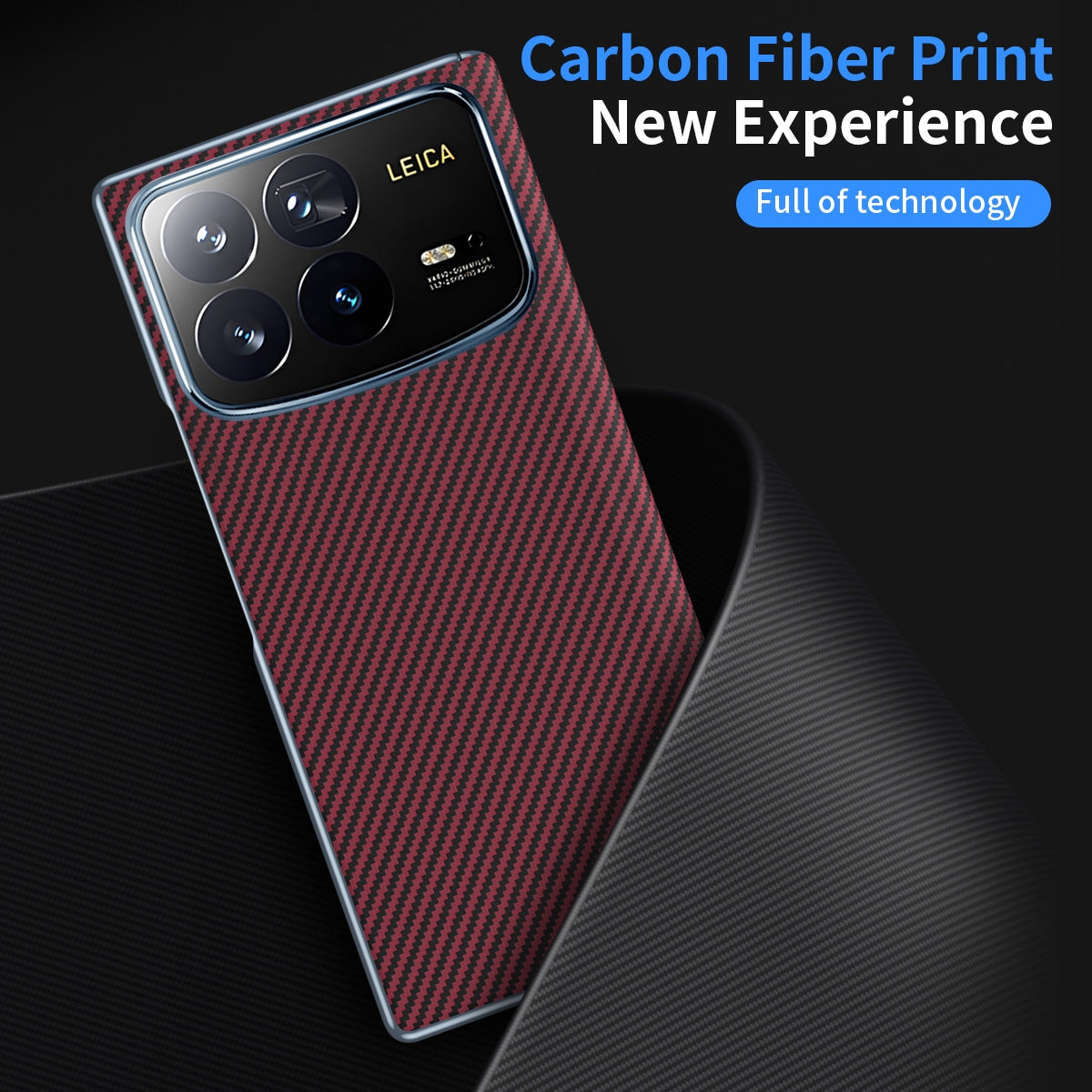 For Xiaomi MIX Fold 4 Electroplated Carbon Fiber Pattern Folding Phone Case with Hinge(Red)
