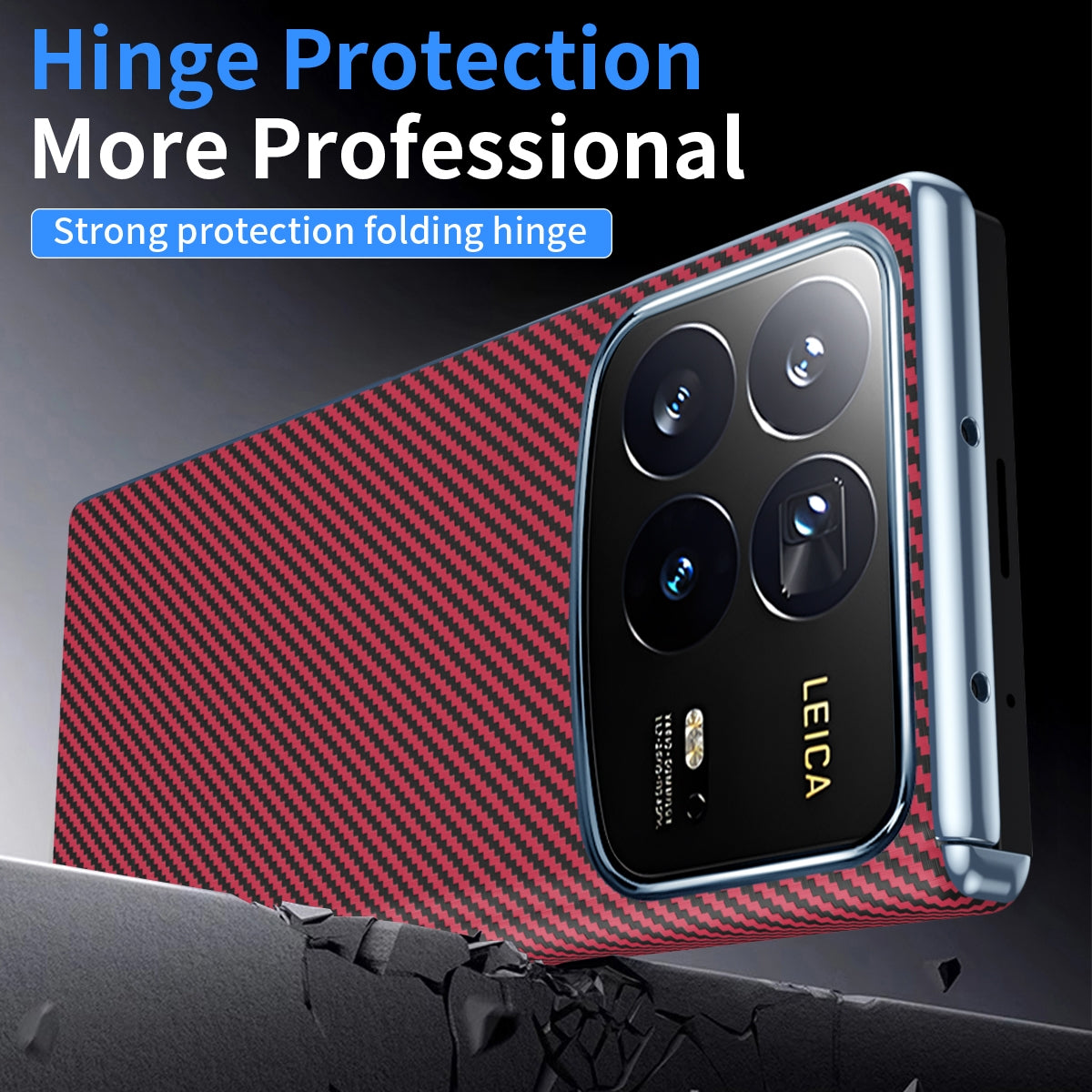 For Xiaomi MIX Fold 4 Electroplated Carbon Fiber Pattern Folding Phone Case with Hinge(Red)
