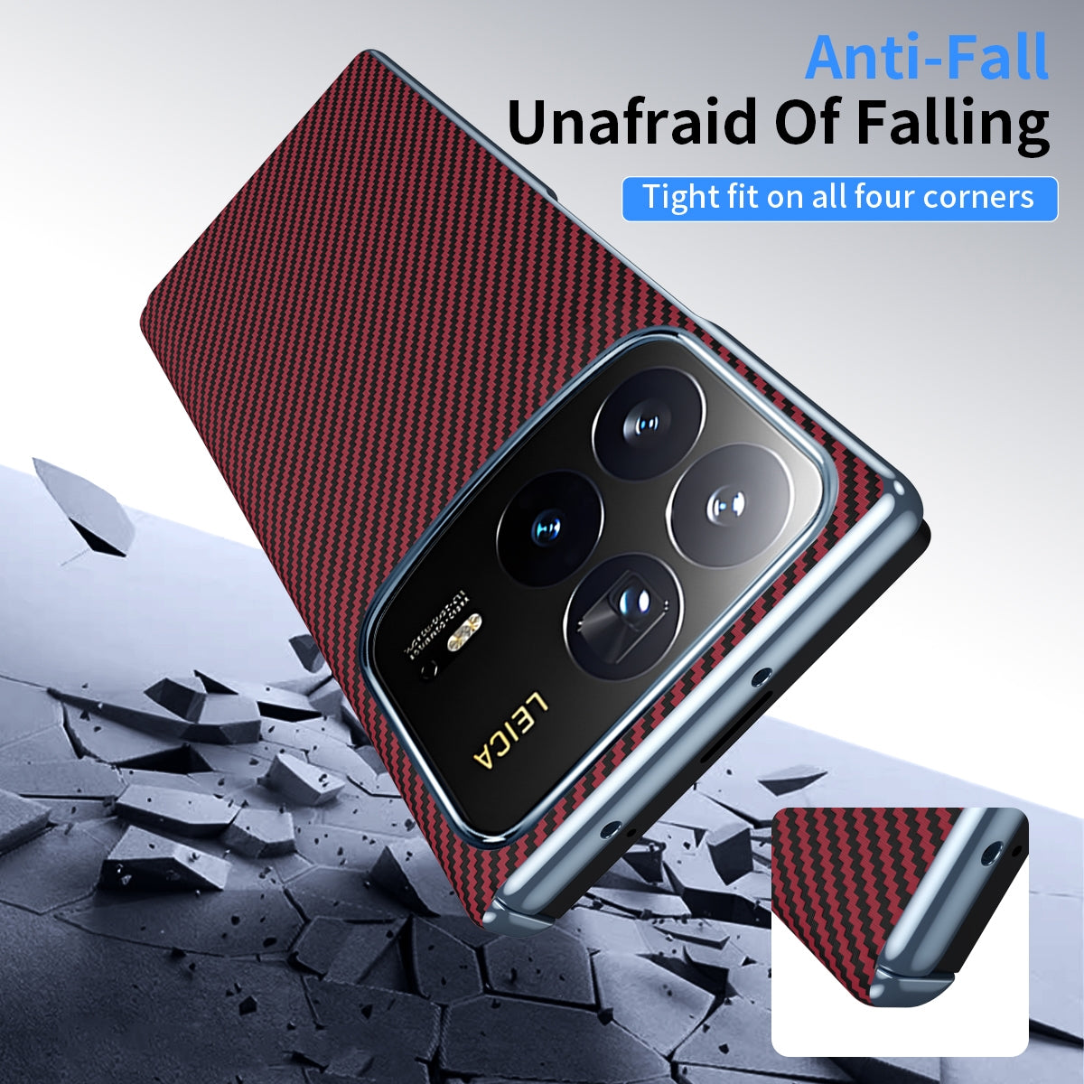 For Xiaomi MIX Fold 4 Electroplated Carbon Fiber Pattern Folding Phone Case with Hinge(Red)