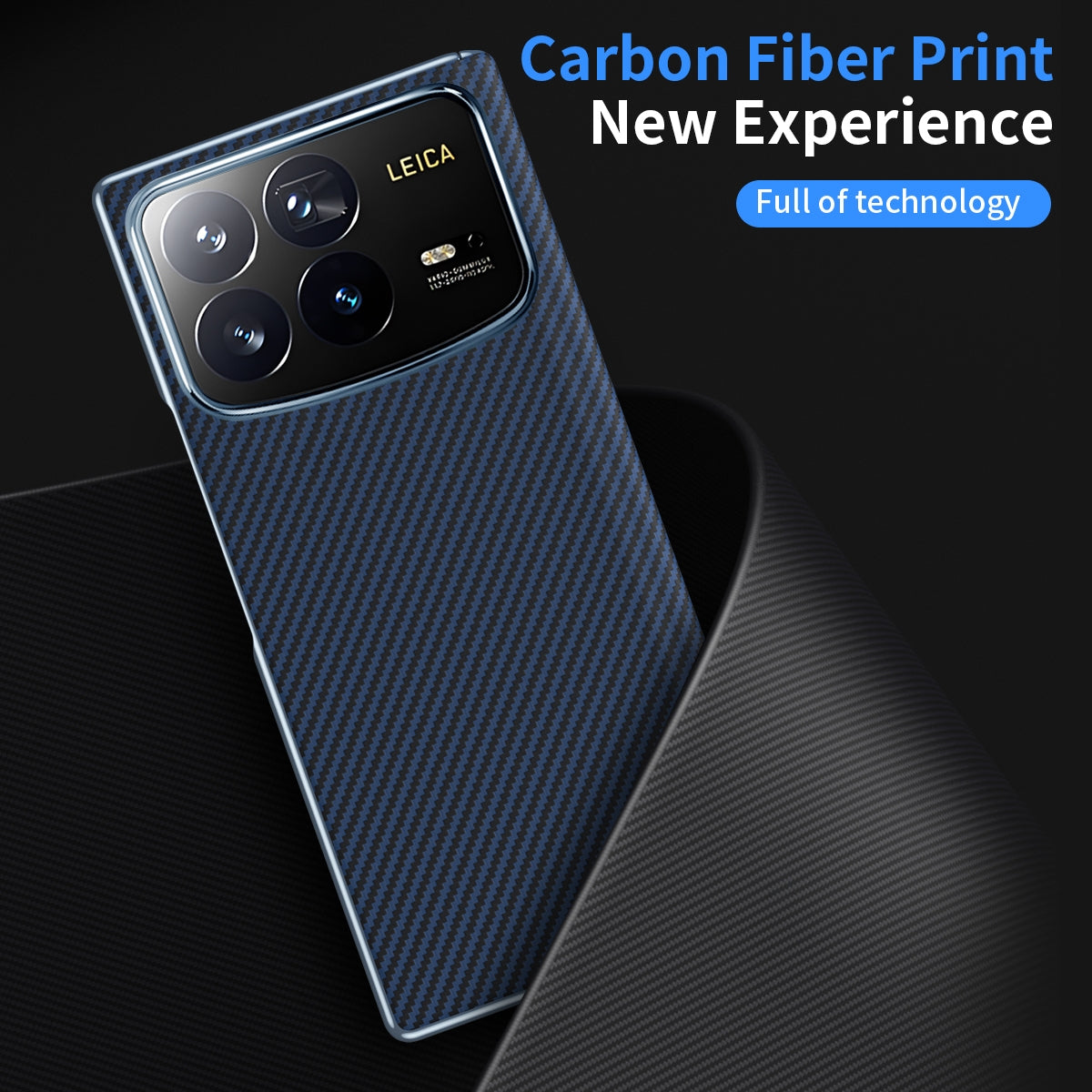 For Xiaomi MIX Fold 4 Electroplated Carbon Fiber Pattern Folding Phone Case with Hinge(Blue)