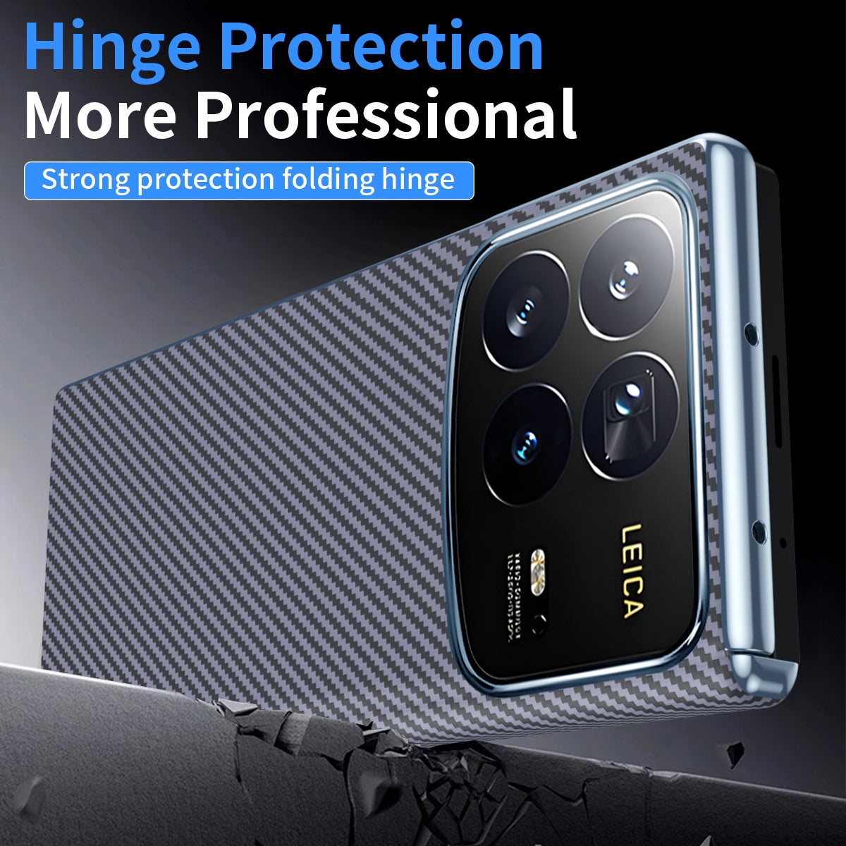 For Xiaomi MIX Fold 4 Electroplated Carbon Fiber Pattern Folding Phone Case with Hinge(Grey)