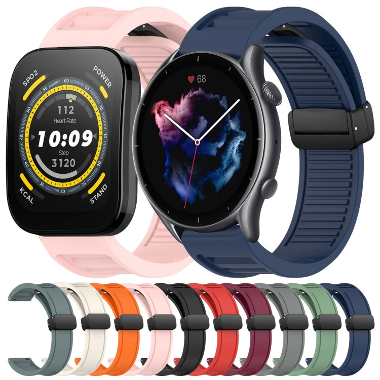 22mm Fold Magnetic Buckle Silicone Watch Band, For Amazfit GTR 2, For Amazfit 3
