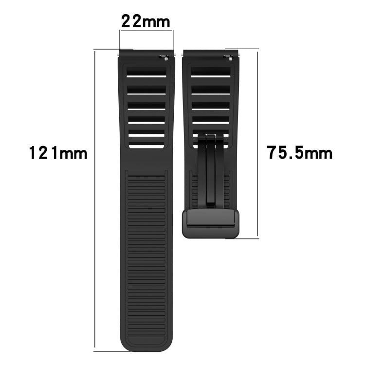 22mm Fold Magnetic Buckle Silicone Watch Band, For Amazfit GTR 2, For Amazfit 3