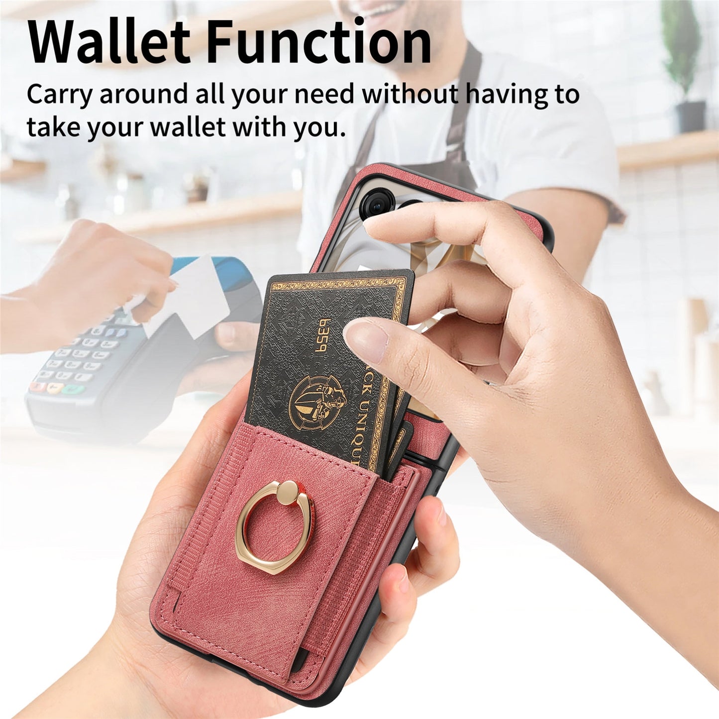 For Motorola Razr 50 Ultra Retro Skin-feel Ring Card Bag Phone Case(Pink)