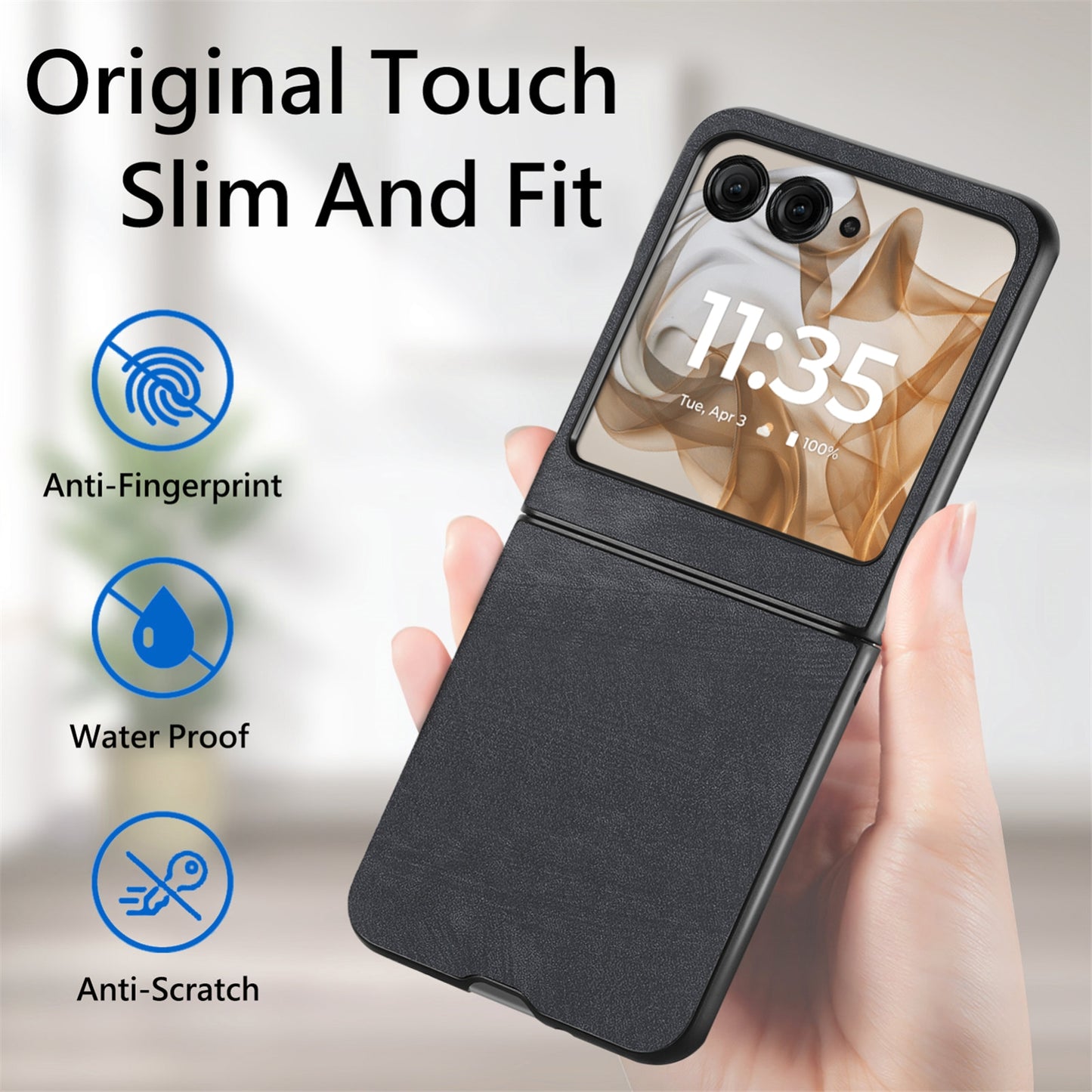 For Motorola Razr 50 Ultra Vintage Leather PC Back Cover Phone Case(Black)