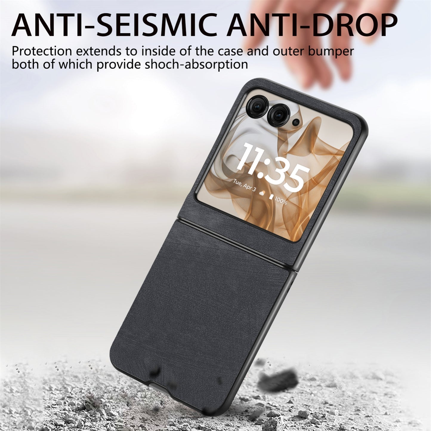 For Motorola Razr 50 Ultra Vintage Leather PC Back Cover Phone Case(Black)