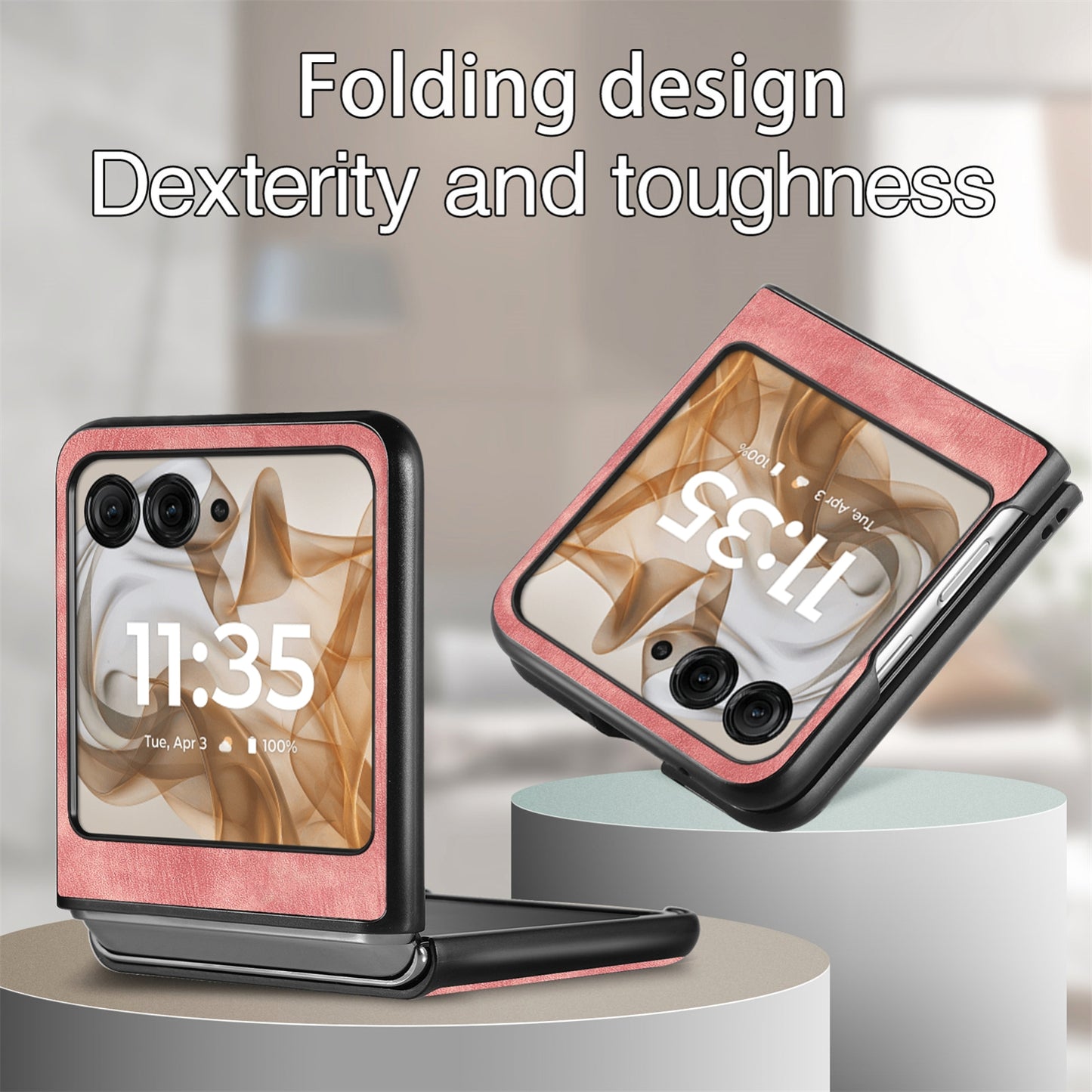 For Motorola Razr 50 Ultra Vintage Leather PC Back Cover Phone Case(Pink)