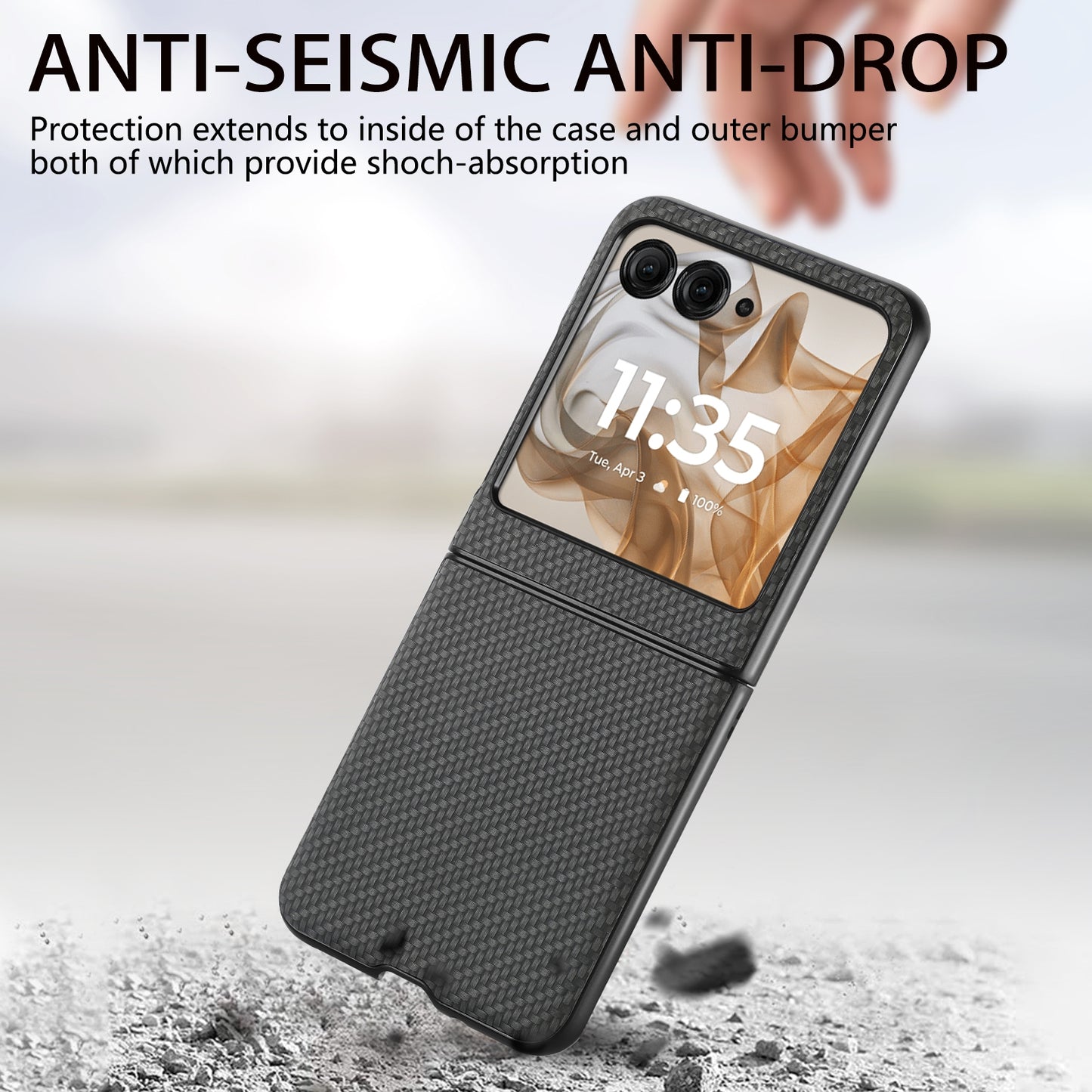 For Motorola Razr 50 Ultra Carbon Fiber Texture Leather Back Phone Case(Black)