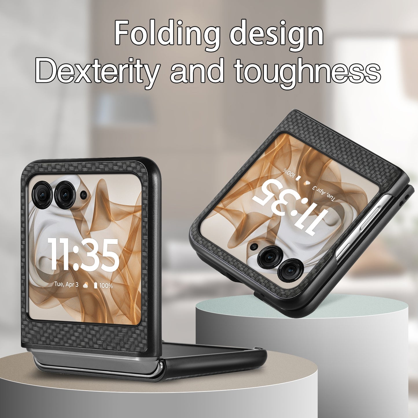 For Motorola Razr 50 Ultra Carbon Fiber Texture Leather Back Phone Case(Black)