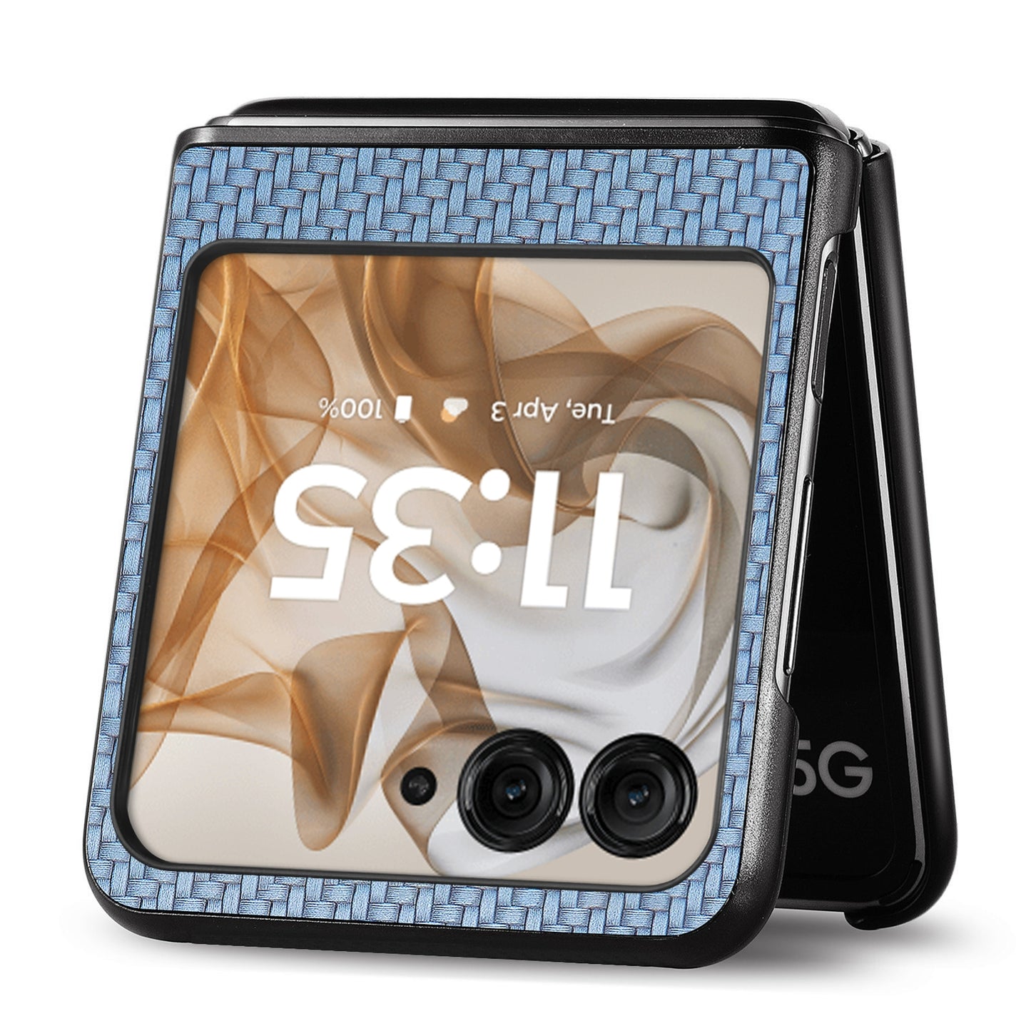 For Motorola Razr 50 Ultra Carbon Fiber Texture Leather Back Phone Case(Blue)