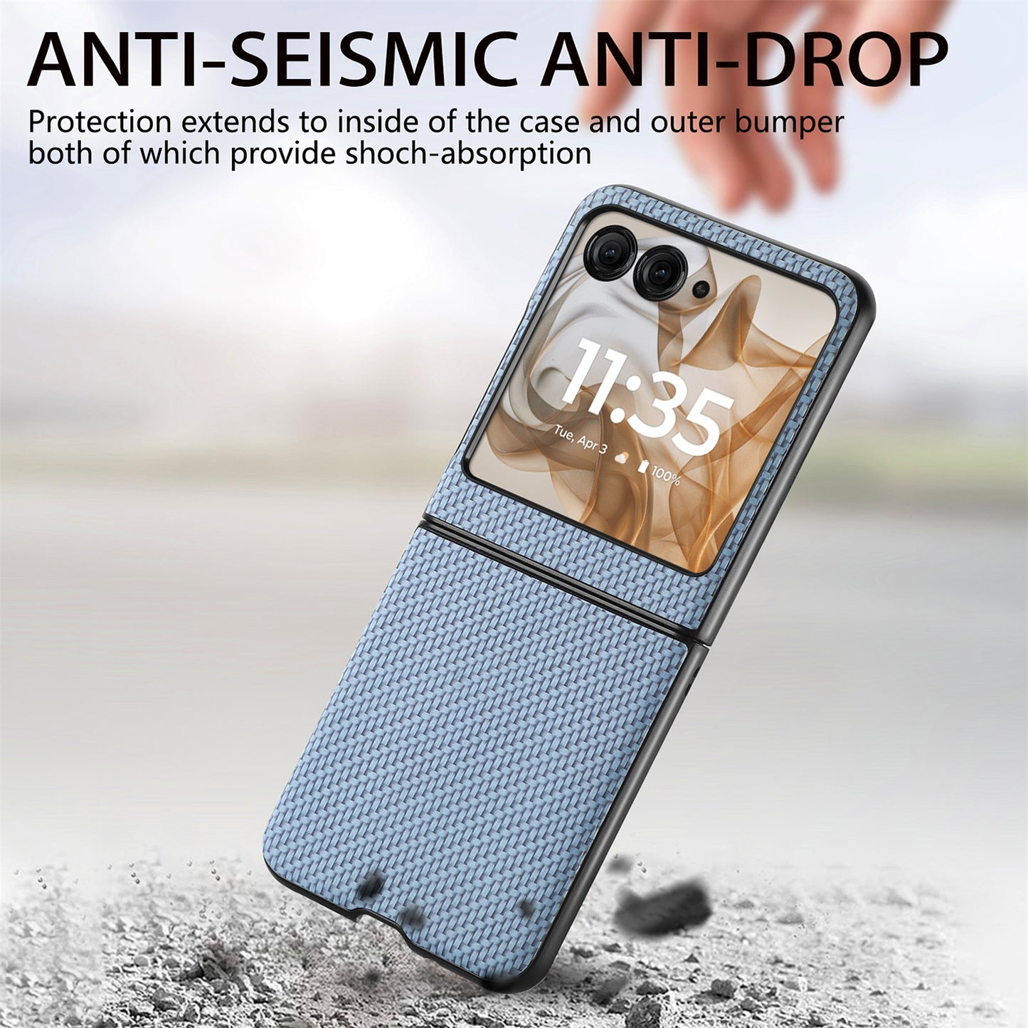 For Motorola Razr 50 Ultra Carbon Fiber Texture Leather Back Phone Case(Blue)