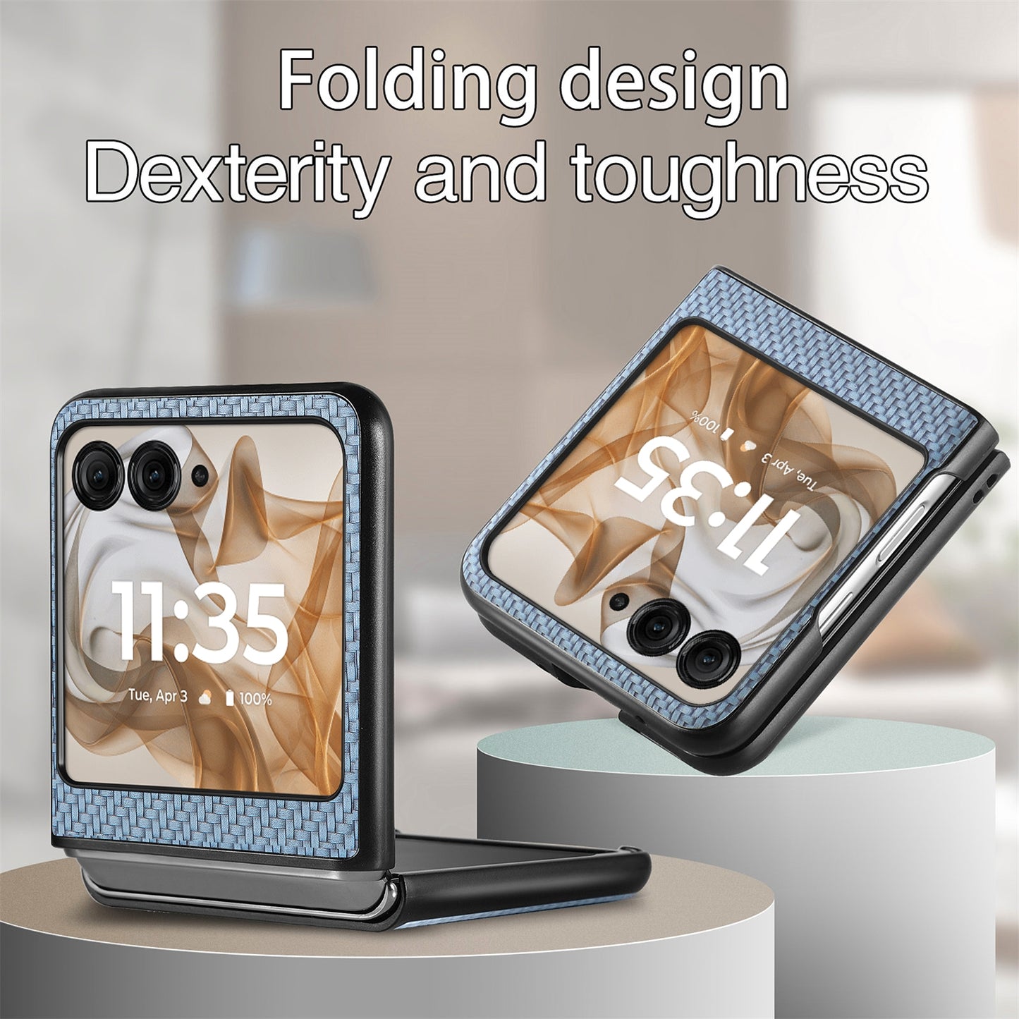 For Motorola Razr 50 Ultra Carbon Fiber Texture Leather Back Phone Case(Blue)